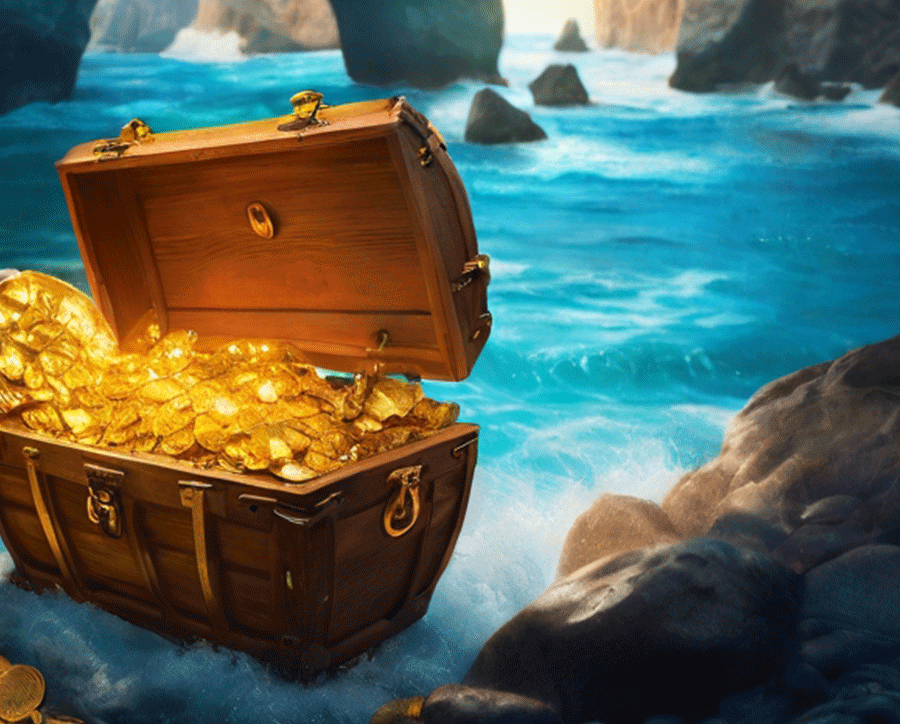 A CHEST OF GOLD DEPICTING THE GAINS OF USING TIDE RISE MARKETING